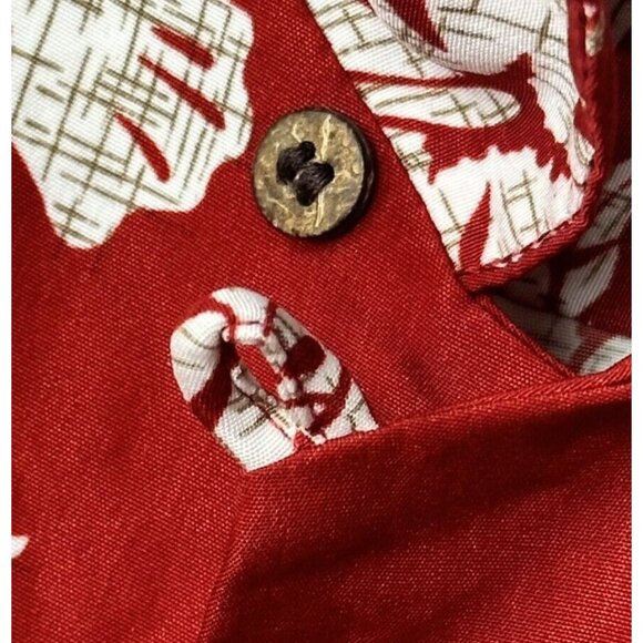 Aloha Joe Mens Hawaiian Shirt Tropical Vacation Hibiscus Floral Pocket Red 2XL - Picture 5 of 12